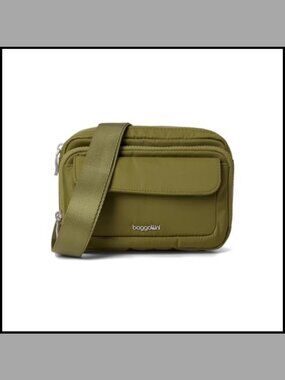 Modern Double Zip Crossbody Bag Detachable Adjustable Strap Two Zipper
